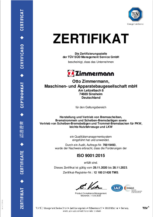 Zertifikat ISO 9001 als PDF